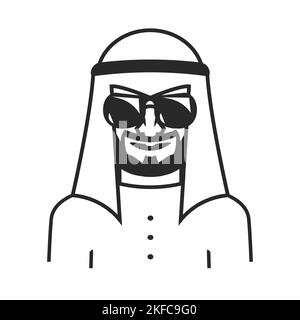 Arabische muslimische Mann und Frau lineare Ikonen. Saudi arab gesichtslose Menschen Avatar. Linie Silhouette. Traditionelles fernes arabisches Paar. Umreißen Sie den flachen Stil. Vect Stock Vektor