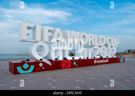 FIFA WM-Fußballfest und -Renovierung an der corniche Road Qatar 2022 Stockfoto