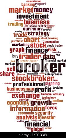 Broker Word Cloud-Konzept. Collage aus Worten über Broker. Vektorgrafik Stock Vektor