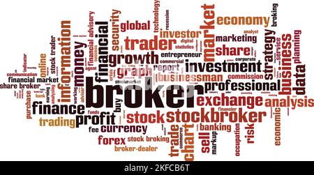 Broker Word Cloud-Konzept. Collage aus Worten über Broker. Vektorgrafik Stock Vektor