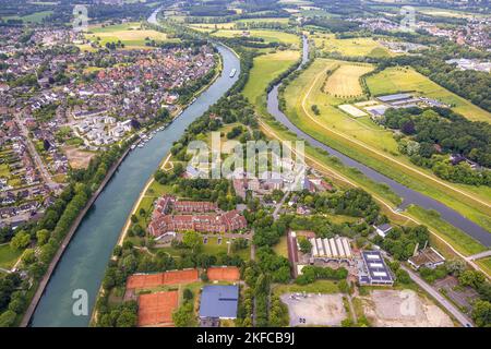 Luftaufnahme, Bürgerpark Maria Lindenhof und evang. Altersheim Maria Lindenhof Jochen-Klepper-Haus, Hardt, Wohnsiedlung zum Leinpfad und marin Stockfoto