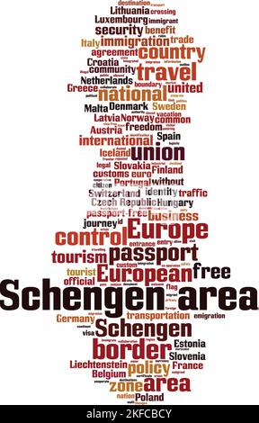 Schengen-Raum Wort Wolke Konzept. Collage aus Worten über den Schengen-Raum. Vektorgrafik Stock Vektor