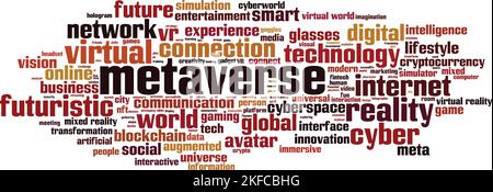 Metaverse Wort Cloud Konzept. Collage aus Worten über Metaverse. Vektorgrafik Stock Vektor