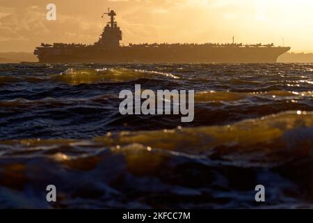 USS Gerald R Ford besucht den Solent Stockfoto