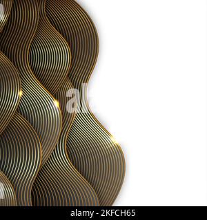 Abstrakt glänzende Farbe Gold Welle Design-Element, goldene Linien Muster Hintergrund. Golding Luxury Design für Cover, Einladung, Banner-Vorlage, isoliert Stock Vektor