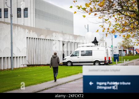BADHOEVENDORP - der Justizkomplex Schiphol vor dem Urteil in dem umfangreichen Strafverfahren über den Abschuss von Flug MH17. Vier Männer werden wegen der Beteiligung an der Katastrophe, bei der alle Insassen getötet wurden, angeklagt. Foto: ANP / Hollandse Hoogte / Jeffrey Groeneweg niederlande Out - belgien Out Stockfoto