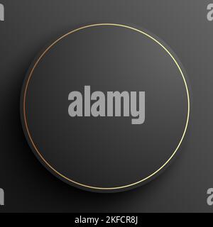 Schwarzer Premium aussehender kreisförmiger Hintergrund mit goldener Kontur. Abstraktes Luxus-Vektor-Banner mit Kopierfläche. Stock Vektor