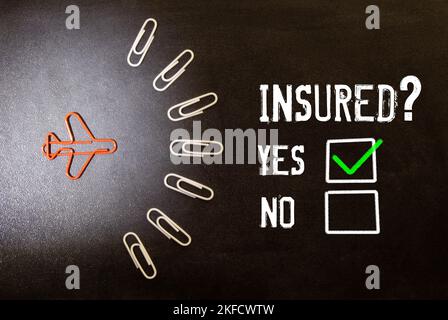 Versichert Ja oder Nein Frage zur Versicherung - sind Sie versichert? Stockfoto