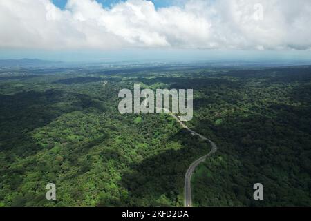 Grüne Hügel mit Blick auf die Landschafts-Drohne von Managua Stockfoto