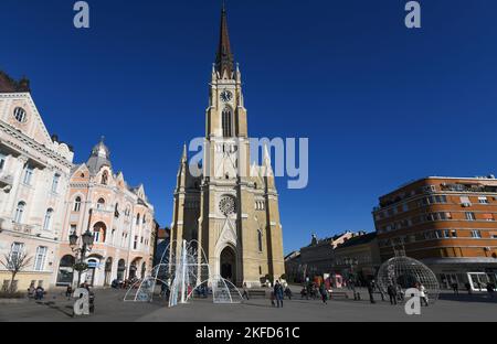 Novi Sad: Name der Maria-Kirche, auf dem Platz der Freiheit. Serbien Stockfoto