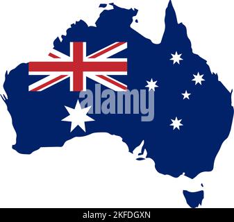 Ein Umriss der australischen Karte mit isolierten Farben auf weißem Hintergrund Stock Vektor