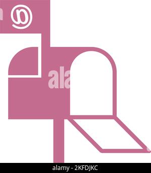 Eine pinkfarbene Vektordarstellung einer leeren Mailbox für Webdesign auf weißem Hintergrund Stock Vektor