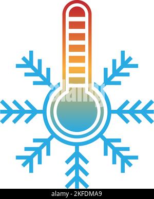 Eine Vektordarstellung für kaltes Wetter mit einem farbigen Thermometersymbol auf weißem Hintergrund Stock Vektor