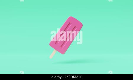 Erdbeer Eis am Stiel Stockfoto