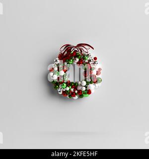 3D Abbildung des weihnachtsrings isoliert auf weißem Hintergrund Stockfoto