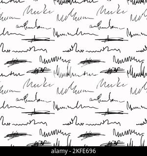 Handschriftliche Tinte Text nahtlose Muster, Hand Buchstaben Hintergrund. Brief Imitation von Vintage-Schreibpapier. Tapete mit Buchstaben im alten Stil. Beschriftungen Stockfoto