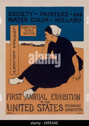 Affiche am&#xe9;ricaine pour une Exposition de la „Soci&#xe9;t&#xe9; des Peintres Aquarelllisten de Hollande“, c1898. [Herausgeber: Imprimerie Chaix; Ort: Paris] Stockfoto