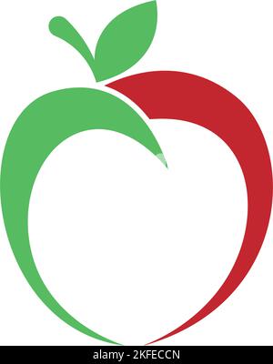 Eine Vektordarstellung eines roten und grünen Apfels auf weißem Hintergrund Stock Vektor