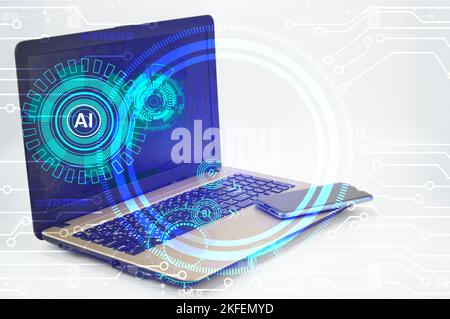 Konzept der Künstlichen Intelligenz (KI)-Controllingtechnologie Stockfoto