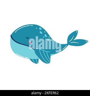 Cute Wal Cartoon isoliert auf weißem Hintergrund Stock Vektor