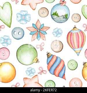 Weihnachtliche Nahtloses Muster, handgezeichneter Hintergrund Stockfoto