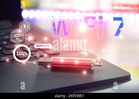 Concept Wi-Fi 7 Next Generation Networking Communication, High-Speed-Kommunikation Stockfoto