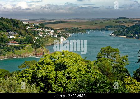 Salcombe-Mündung South Devon Blick vom Küstenwanderweg Stockfoto