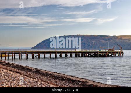 Cromarty Firth Nigg Schottland der alte verlassene hölzerne Pier Stockfoto