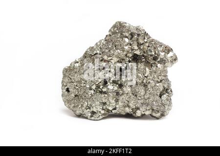 Iron Pyrite Close Up isoliert auf weißem Hintergrund Fools Gold Stockfoto