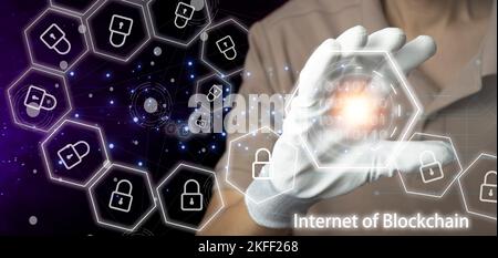 Das Konzept des Blockchain-Internets ist ein wirklich unreguliertes dezentrales System. Stockfoto