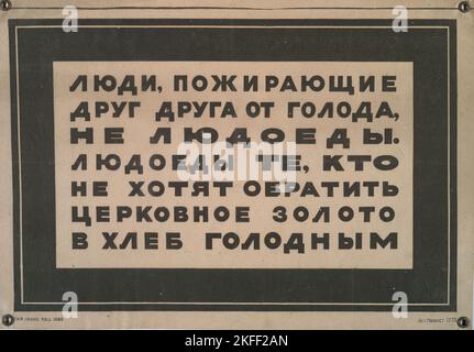 Menschen, die sich gegenseitig aus Hunger essen, sind keine Kannibalen, c1915-1925. [Herausgeber: s.n.; Ort: Moskau] Weitere Titel: Liudi, pozhiraiushchie druga ot goloda, ne liudoedy Stockfoto