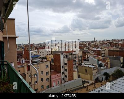 Stadtbild. Blick vom Balkon. Barcelona, Katalonien, Spanien. Stockfoto