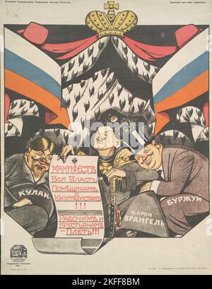 Manifest - Alle Macht für Eigentümer und Kapitalisten, 1920. [Herausgeber: Gosudarstvennoe Izd.; Ort: Moskau] Weitere Titel: Manifest - VSIA vlast' pomeshchikam i kapitalistam Stockfoto