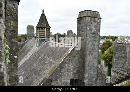 Schieferdach auf der Spitze des Bunratty Castle Stockfoto