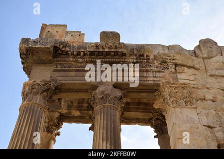 Die archäologische Stätte des Bacchus-Tempels und des Jupitertempels in Baalbek, Libanon Stockfoto