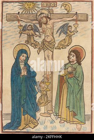 Christus am Kreuz mit Engeln, 19.. Jahrhundert. Stockfoto