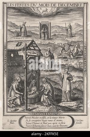 Les Festes du mois de Decembre (Dezember: Die Geburt Christi), 1603. Stockfoto