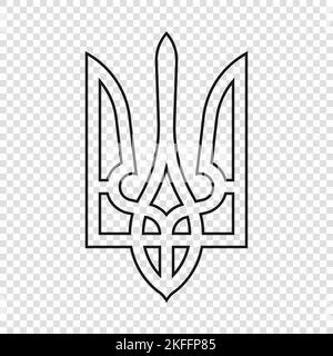 Dünne Linie Emblem der Ukraine. Nationales Symbol auf transparentem Hintergrund Stock Vektor