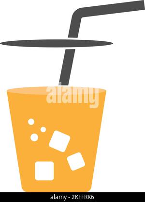 Ein Glas Saft mit einem Strohhalm auf weißem Hintergrund. Stock Vektor