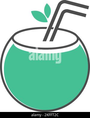 Ein Glas Saft mit einem Strohhalm auf weißem Hintergrund. Stock Vektor