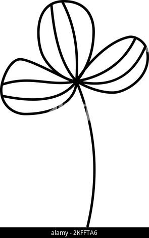 Doodle skizzieren drei Blätter Kleeblatt isoliert auf weißem Hintergrund. Skandinavische Illustration Kunst Element. Dekorative Sommer Blumenbild Stock Vektor