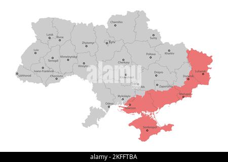 Politische Landkarte der Ukraine mit Grenzen der Regionen Stock Vektor