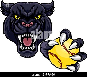 Panther Softball Animal Sports Team Maskottchen Stock Vektor