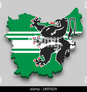 3D isometrische Karte von Ostflandern ist eine Region Belgiens mit Nationalflagge Stock Vektor