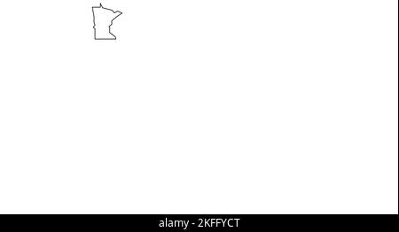 Minnesota, Bundesstaat der Vereinigten Staaten von Amerika, USA. Vereinfachte dicke schwarze Umrisskarte. Einfache flache Vektordarstellung Stock Vektor