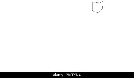 Ohio State of United States of America, USA. Vereinfachte dicke schwarze Umrisskarte. Einfache flache Vektordarstellung Stock Vektor