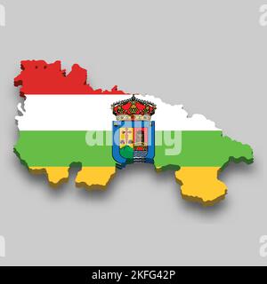 3D isometrische Karte von La Rija ist eine Region Spaniens mit Nationalflagge Stock Vektor