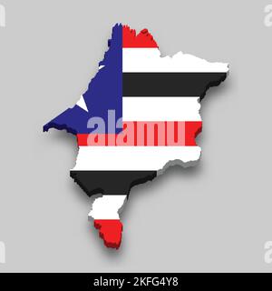 3D isometrische Karte von Maranhao ist ein Bundesstaat Brasiliens mit Nationalflagge Stock Vektor