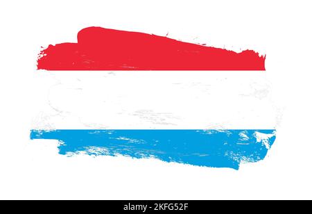 Stroke Pinsel gemalt Distressed Flagge von luxemburg auf weißem Hintergrund Stockfoto