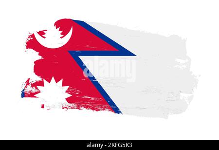 Stroke Pinsel gemalt verzweifelte Flagge von nepal auf weißem Hintergrund Stockfoto